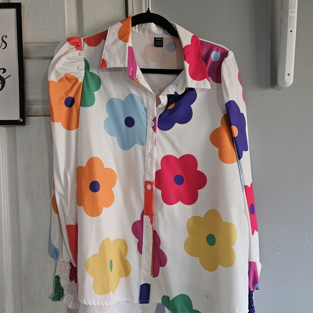 SHEIN Multicolor Floral Kids Button Down Shirt